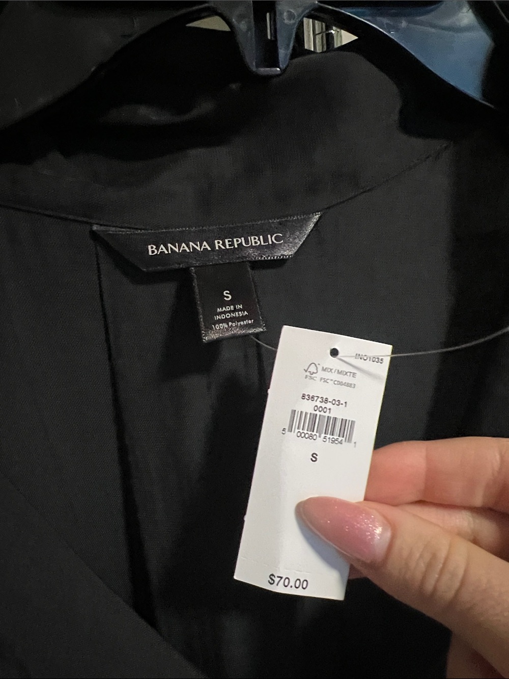 Banana Republic Black Short-Sleeve Button Front Blouse - Picture 2 of 3